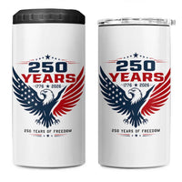 250 Years of Freedom Commemorative Patriotic Eagle 4 in 1 Can Cooler Tumbler Majestic American Flag Winged Eagle 1776 to 2026 Semiquincentennial