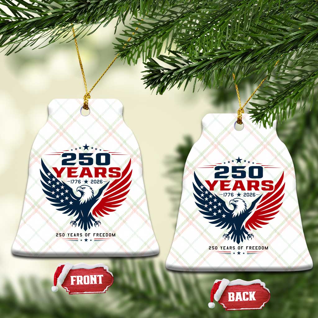250 Years of Freedom Commemorative Patriotic Eagle Ceramic Ornament Majestic American Flag Winged Eagle 1776 to 2026 Semiquincentennial