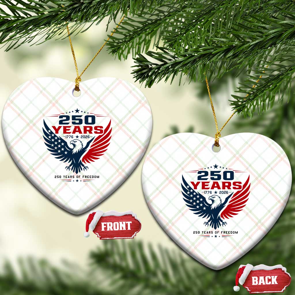 250 Years of Freedom Commemorative Patriotic Eagle Ceramic Ornament Majestic American Flag Winged Eagle 1776 to 2026 Semiquincentennial