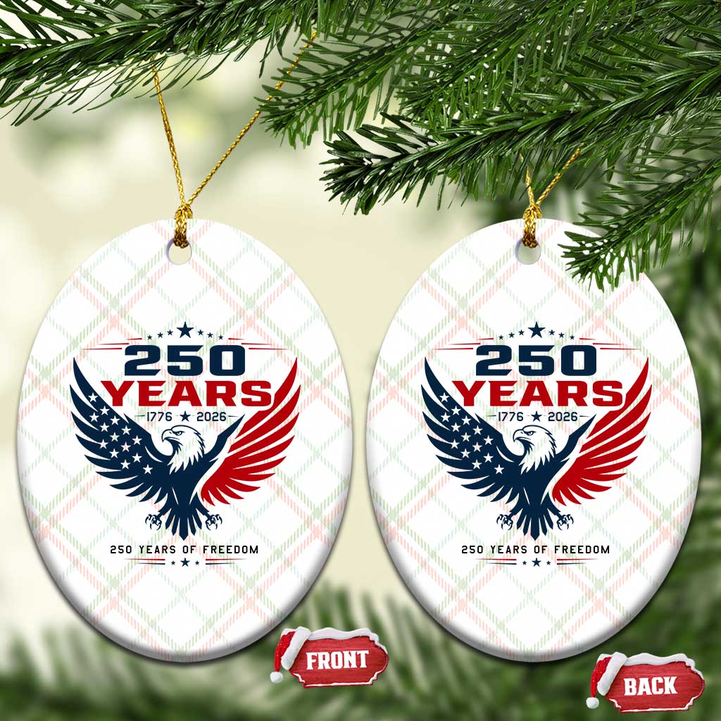 250 Years of Freedom Commemorative Patriotic Eagle Ceramic Ornament Majestic American Flag Winged Eagle 1776 to 2026 Semiquincentennial