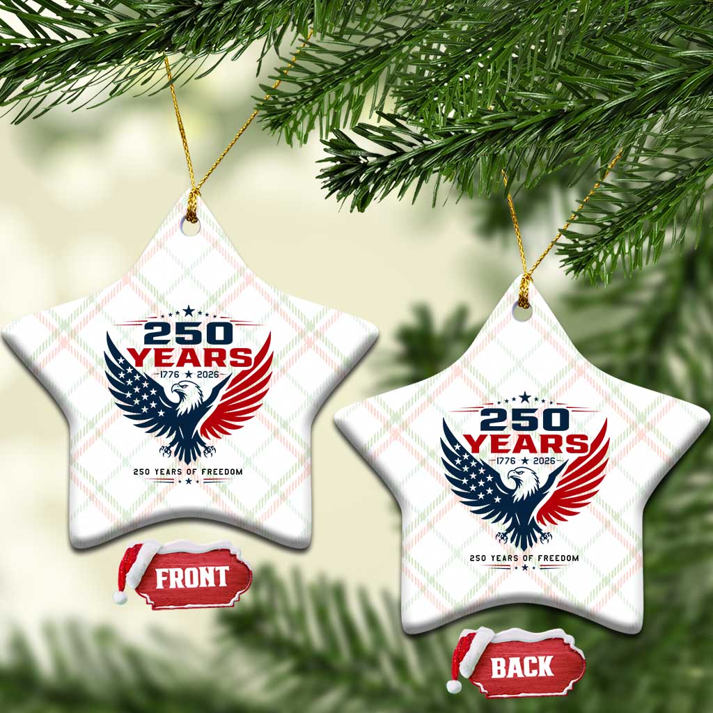 250 Years of Freedom Commemorative Patriotic Eagle Ceramic Ornament Majestic American Flag Winged Eagle 1776 to 2026 Semiquincentennial