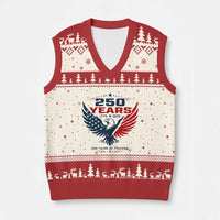 250 Years of Freedom Commemorative Patriotic Eagle V-Neck Knit Sweater Vest Majestic American Flag Winged Eagle 1776 to 2026 Semiquincentennial