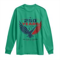 250 Years of Freedom Commemorative Patriotic Eagle Long Sleeve Shirt Majestic American Flag Winged Eagle 1776 to 2026 Semiquincentennial