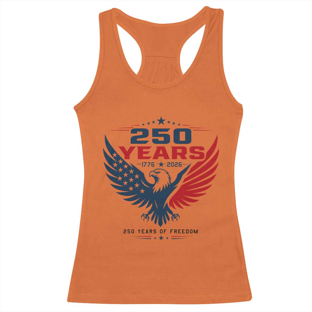 250 Years of Freedom Commemorative Patriotic Eagle Racerback Tank Top Majestic American Flag Winged Eagle 1776 to 2026 Semiquincentennial