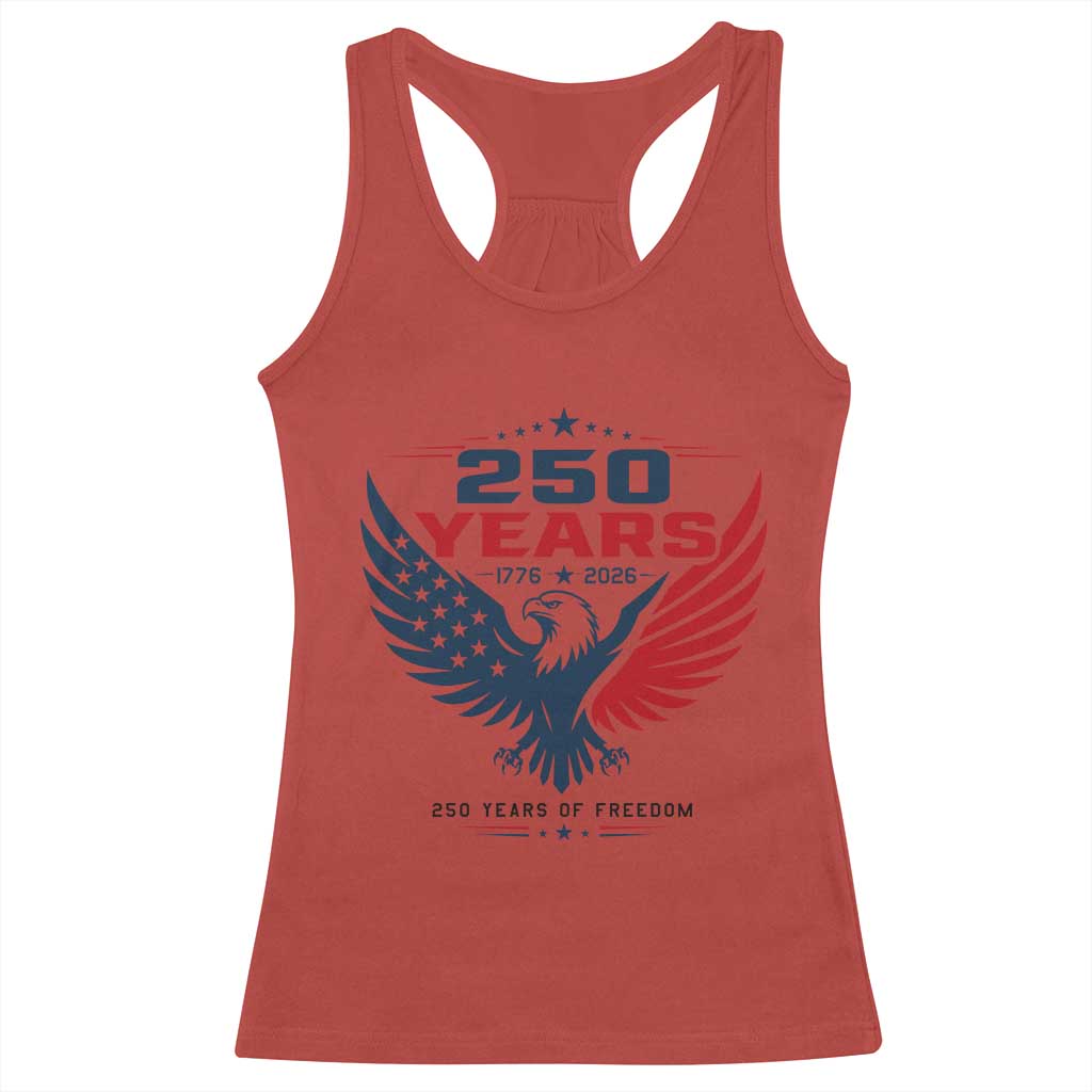 250 Years of Freedom Commemorative Patriotic Eagle Racerback Tank Top Majestic American Flag Winged Eagle 1776 to 2026 Semiquincentennial