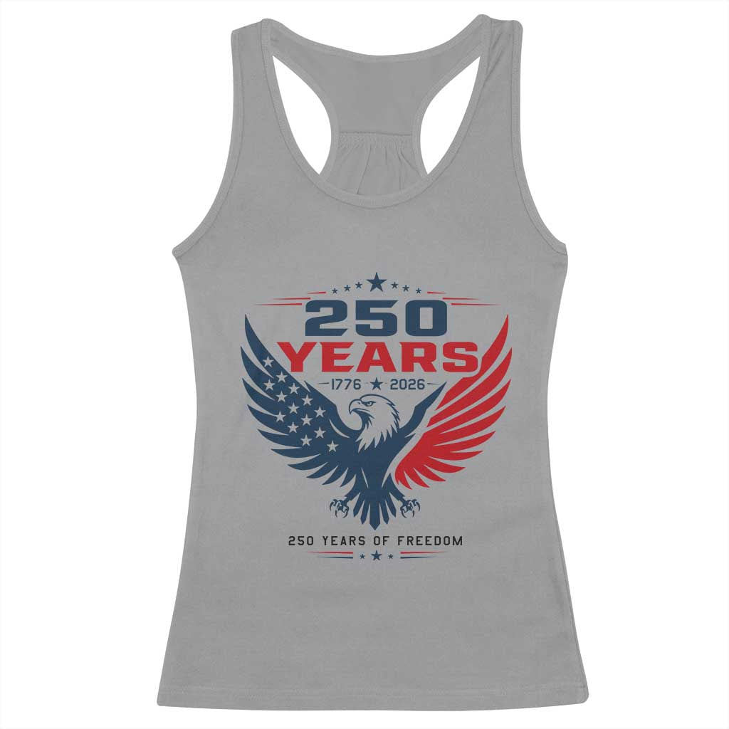 250 Years of Freedom Commemorative Patriotic Eagle Racerback Tank Top Majestic American Flag Winged Eagle 1776 to 2026 Semiquincentennial