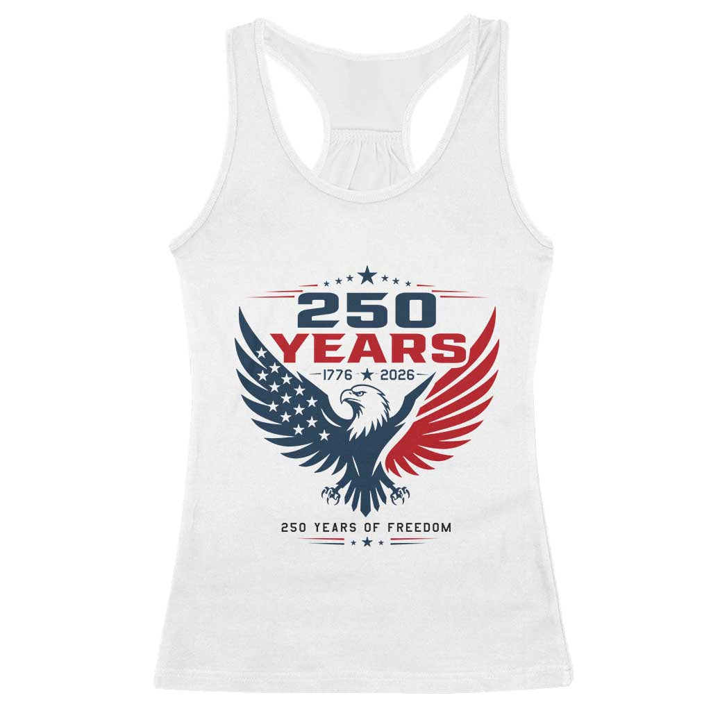 250 Years of Freedom Commemorative Patriotic Eagle Racerback Tank Top Majestic American Flag Winged Eagle 1776 to 2026 Semiquincentennial