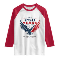 250 Years of Freedom Commemorative Patriotic Eagle Raglan Shirt Majestic American Flag Winged Eagle 1776 to 2026 Semiquincentennial