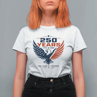 250 Years of Freedom Commemorative Patriotic Eagle T Shirt For Women Majestic American Flag Winged Eagle 1776 to 2026 Semiquincentennial