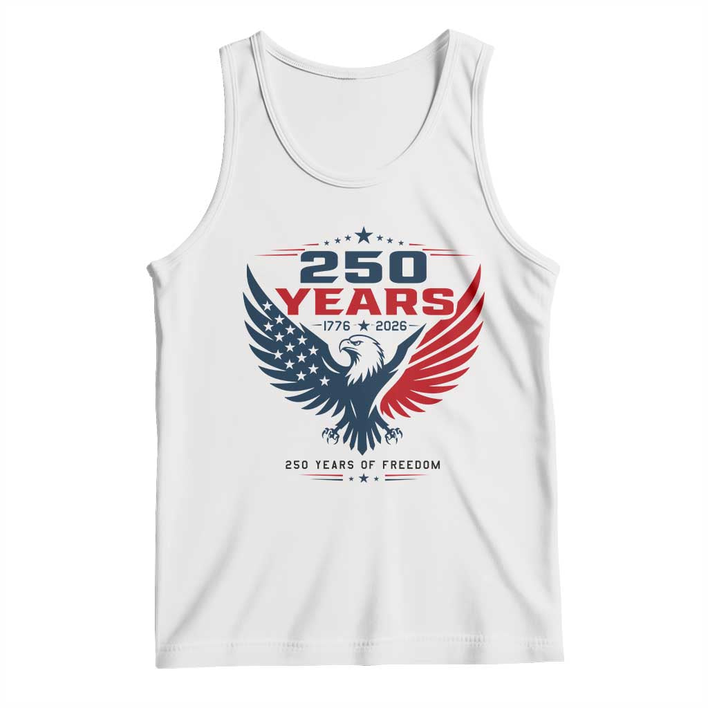 250 Years of Freedom Commemorative Patriotic Eagle Tank Top Majestic American Flag Winged Eagle 1776 to 2026 Semiquincentennial