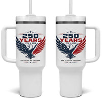 250 Years of Freedom Commemorative Patriotic Eagle Tumbler With Handle Majestic American Flag Winged Eagle 1776 to 2026 Semiquincentennial