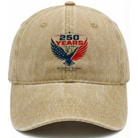 250 Years of Freedom Commemorative Patriotic Eagle Washed Cotton Baseball Cap Majestic American Flag Winged Eagle 1776 to 2026 Semiquincentennial