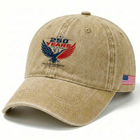 250 Years of Freedom Commemorative Patriotic Eagle Washed Cotton Baseball Cap Majestic American Flag Winged Eagle 1776 to 2026 Semiquincentennial