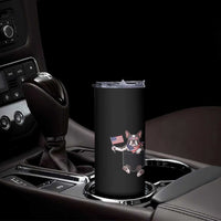 Funny Patriotic French Bulldog in Pocket Graphic Skinny Tumbler Cute Frenchie Waving US Flag Sunglasses Faux Summer