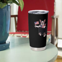 Funny Patriotic French Bulldog in Pocket Graphic Tumbler Cup Cute Frenchie Waving US Flag Sunglasses Faux Summer