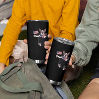 Funny Patriotic French Bulldog in Pocket Graphic Tumbler Cup Cute Frenchie Waving US Flag Sunglasses Faux Summer