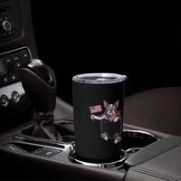 Funny Patriotic French Bulldog in Pocket Graphic Tumbler Cup Cute Frenchie Waving US Flag Sunglasses Faux Summer
