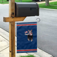 Funny French Bulldog in Pocket Graphic Patriotic Garden Flag Cute Frenchie Waving US Flag Sunglasses Faux Summer