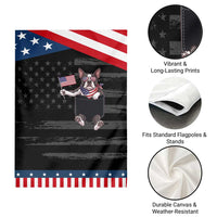 Funny French Bulldog in Pocket Graphic Patriotic Garden Flag Cute Frenchie Waving US Flag Sunglasses Faux Summer