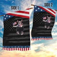 Funny French Bulldog in Pocket Graphic Patriotic Garden Flag Cute Frenchie Waving US Flag Sunglasses Faux Summer