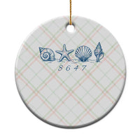 8647 Sea Shells Starfish Vintage Coastal Blue Line Graphic Ceramic Ornament Coded Political Satire