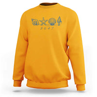 8647 Sea Shells Starfish Vintage Coastal Blue Line Graphic Sweatshirt Coded Political Satire