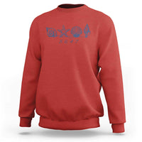 8647 Sea Shells Starfish Vintage Coastal Blue Line Graphic Sweatshirt Coded Political Satire