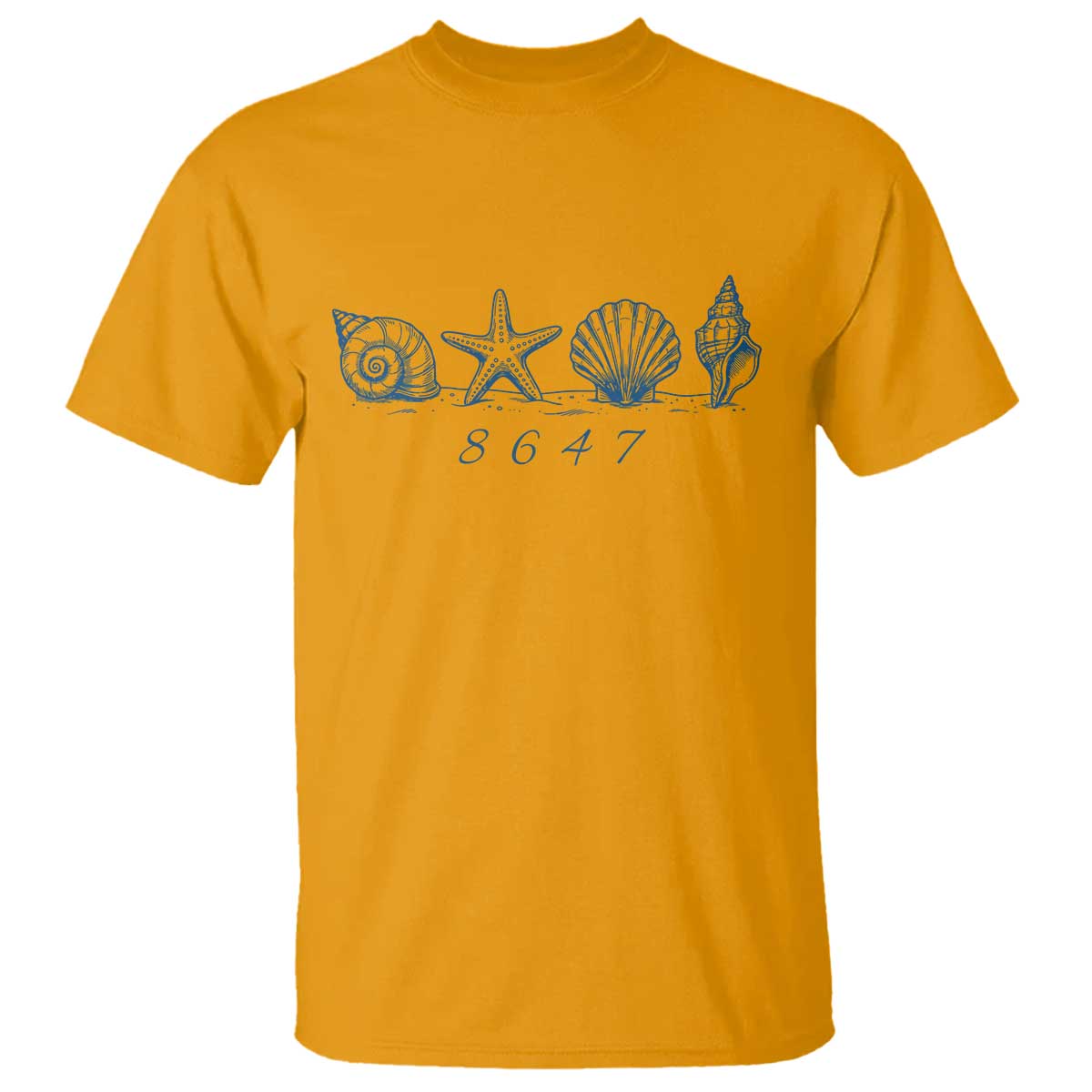 8647 Sea Shells Starfish Vintage Coastal Blue Line Graphic T Shirt Coded Political Satire