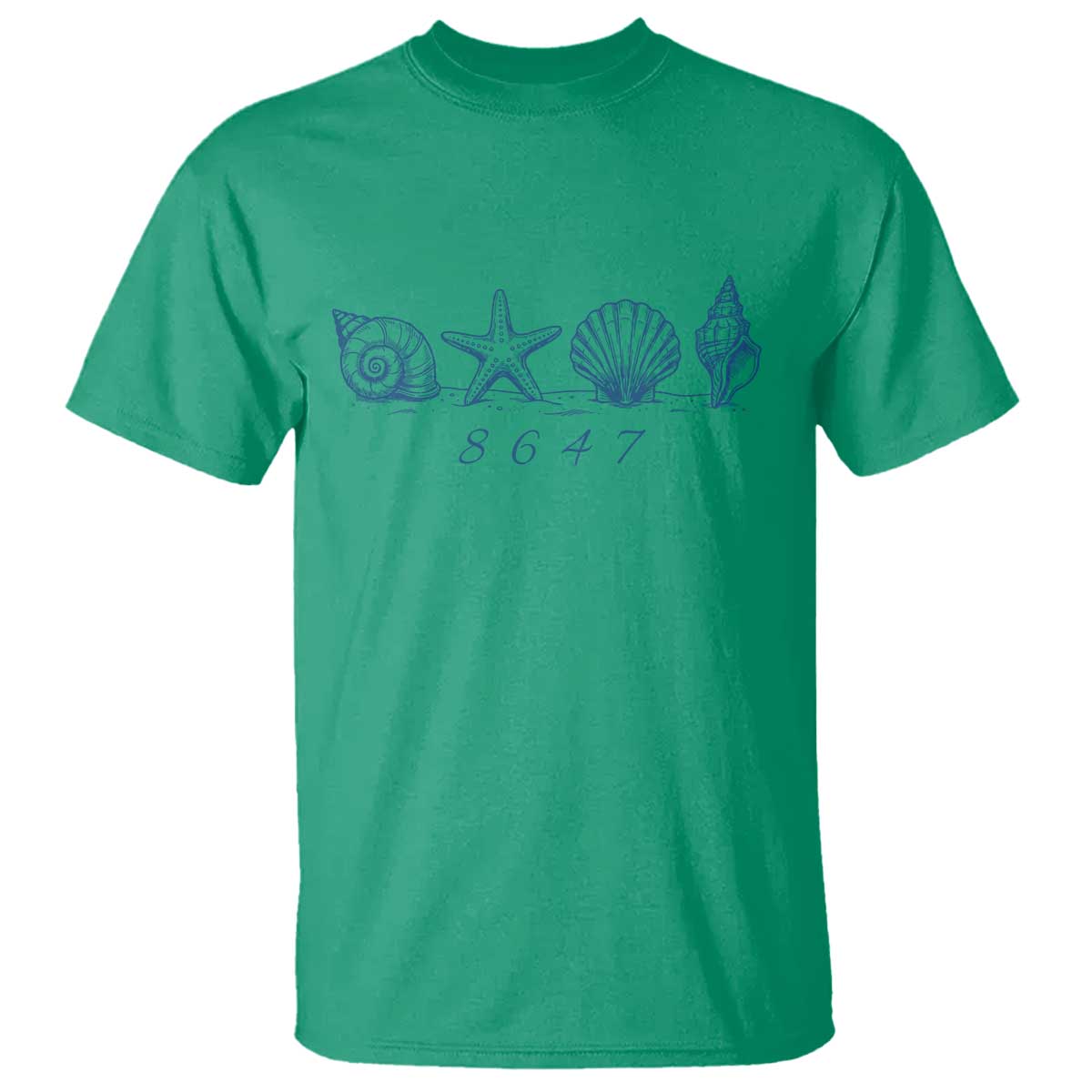 8647 Sea Shells Starfish Vintage Coastal Blue Line Graphic T Shirt Coded Political Satire