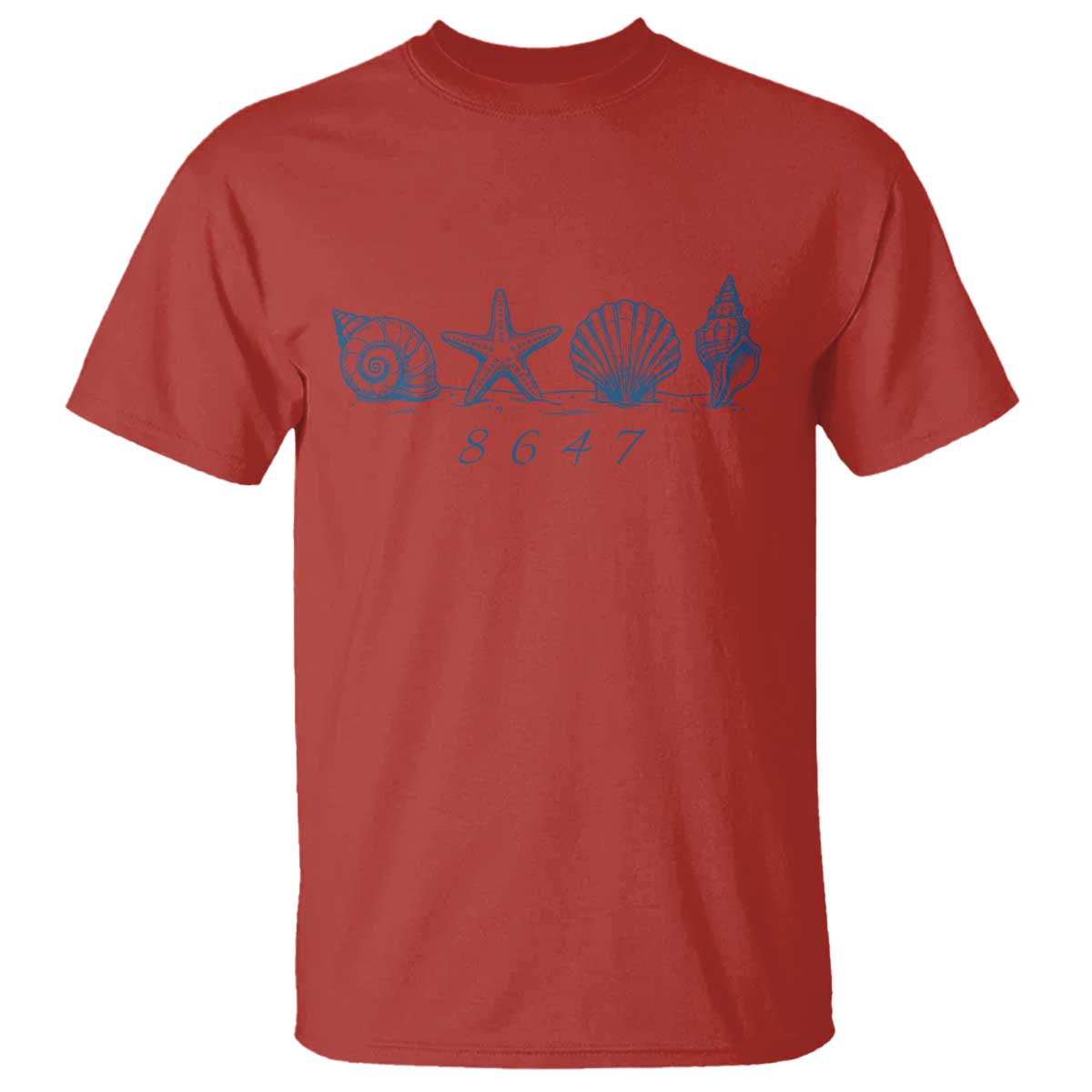 8647 Sea Shells Starfish Vintage Coastal Blue Line Graphic T Shirt Coded Political Satire