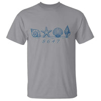 8647 Sea Shells Starfish Vintage Coastal Blue Line Graphic T Shirt Coded Political Satire