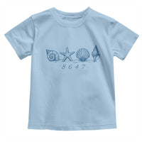 8647 Sea Shells Starfish Vintage Coastal Blue Line Graphic Toddler T Shirt Coded Political Satire
