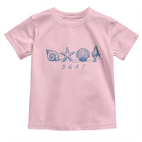 8647 Sea Shells Starfish Vintage Coastal Blue Line Graphic Toddler T Shirt Coded Political Satire