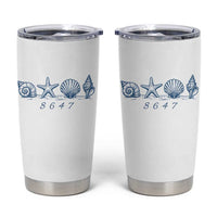 8647 Sea Shells Starfish Vintage Coastal Blue Line Graphic Tumbler Cup Coded Political Satire