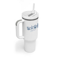 8647 Sea Shells Starfish Vintage Coastal Blue Line Graphic Tumbler With Handle Coded Political Satire