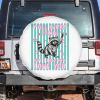 Y'all Were Feral But I Low Key Love You Pink Stripes Raccoon Spare Tire Cover Funny Teacher End of School Year