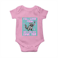 Y'all Were Feral But I Low Key Love You Pink Stripes Raccoon Baby Onesie Funny Teacher End of School Year