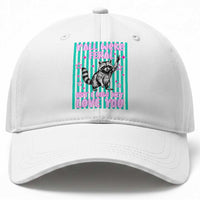 Y'all Were Feral But I Low Key Love You Pink Stripes Raccoon Baseball Cap Funny Teacher End of School Year