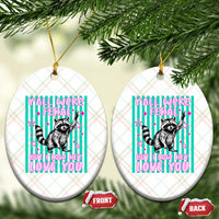 Y'all Were Feral But I Low Key Love You Pink Stripes Raccoon Ceramic Ornament Funny Teacher End of School Year