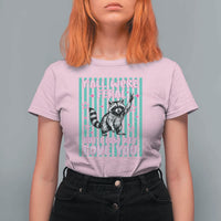 Y'all Were Feral But I Low Key Love You Pink Stripes Raccoon T Shirt For Women Funny Teacher End of Yea