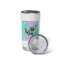 Y'all Were Feral But I Low Key Love You Pink Stripes Raccoon Tumbler Cup Funny Teacher End of School Year