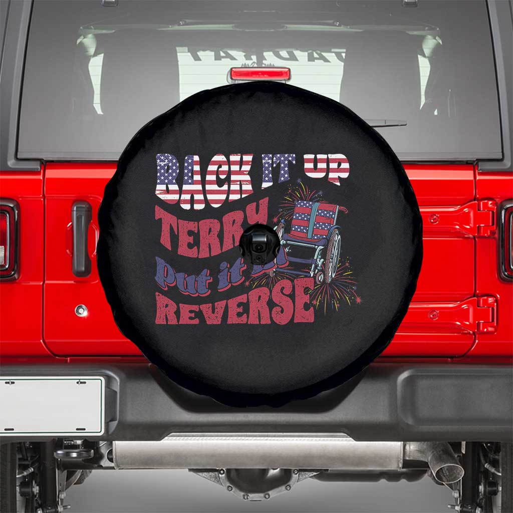 Funny 4th Of July Spare Tire Cover Back Up Terry Put It In Reverse Fireworks Retro Groovy
