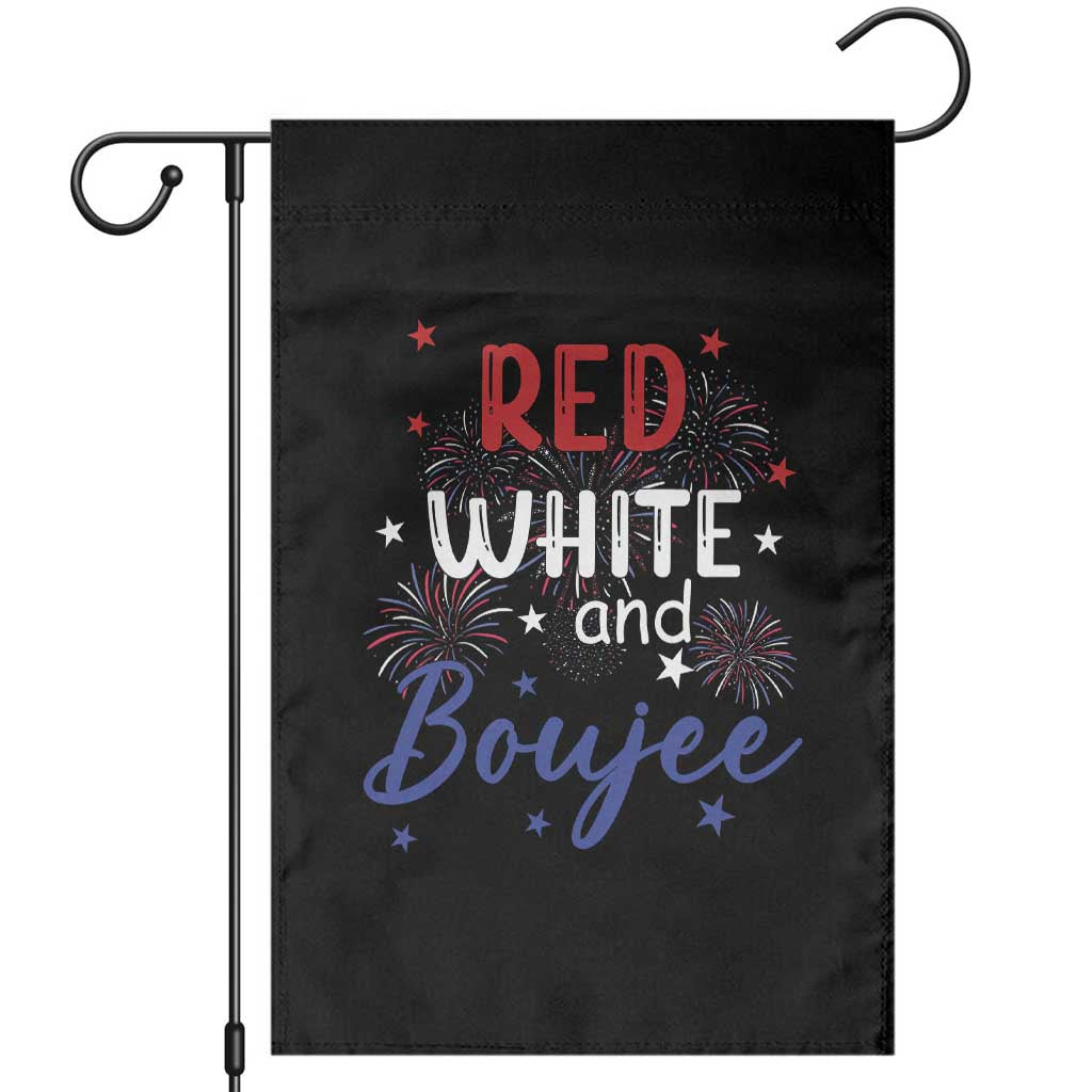 Funny 4th Of July Garden Flag Red White And Boujee Fireworks Retro America