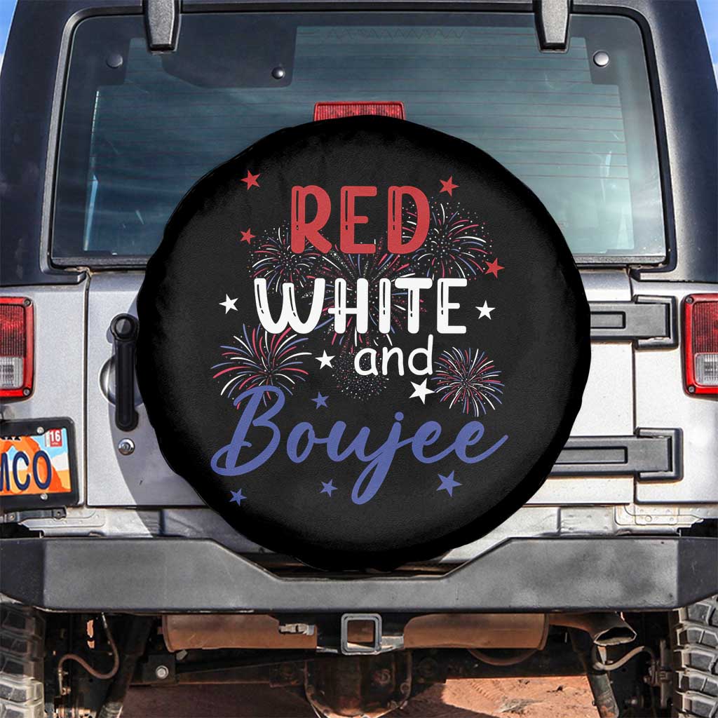 Funny 4th Of July Spare Tire Cover Red White And Boujee Fireworks Retro America