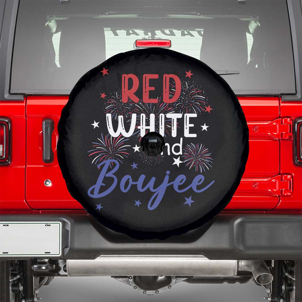 Funny 4th Of July Spare Tire Cover Red White And Boujee Fireworks Retro America