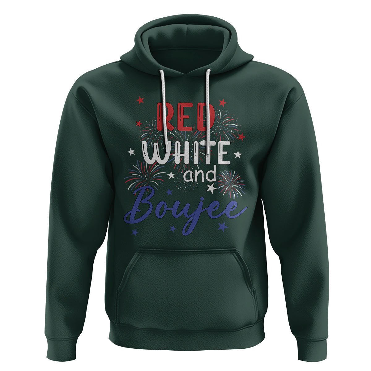 Funny 4th Of July Hoodie Red White And Boujee Fireworks Retro America - Wonder Print Shop