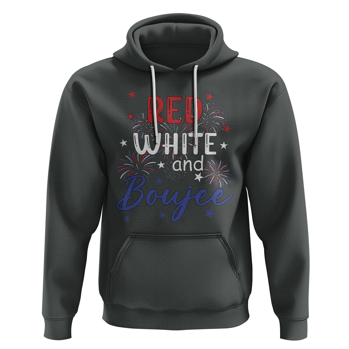 Funny 4th Of July Hoodie Red White And Boujee Fireworks Retro America - Wonder Print Shop