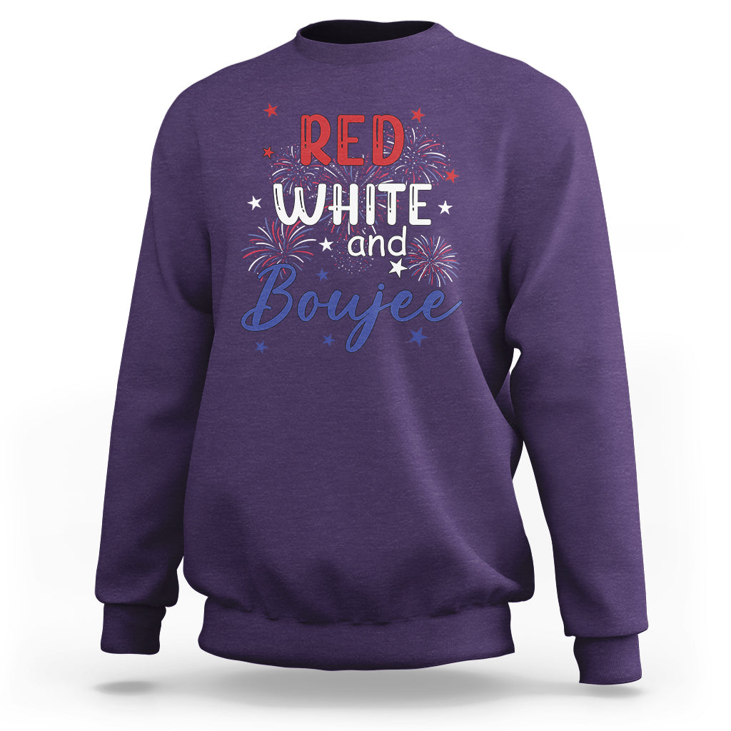 Funny 4th Of July Sweatshirt Red White And Boujee Fireworks Retro America - Wonder Print Shop