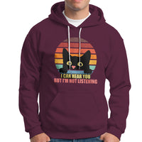Sarcastic Cat Hoodie Funny Cat I Can Hear You But I'm Not Listening Retro - Wonder Print Shop