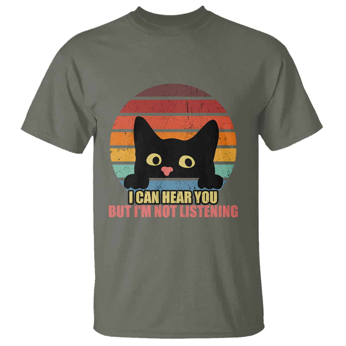 Funny Cat Sarcastic T Shirt I Can Hear You But I'm Not Listening Retro - Wonder Print Shop